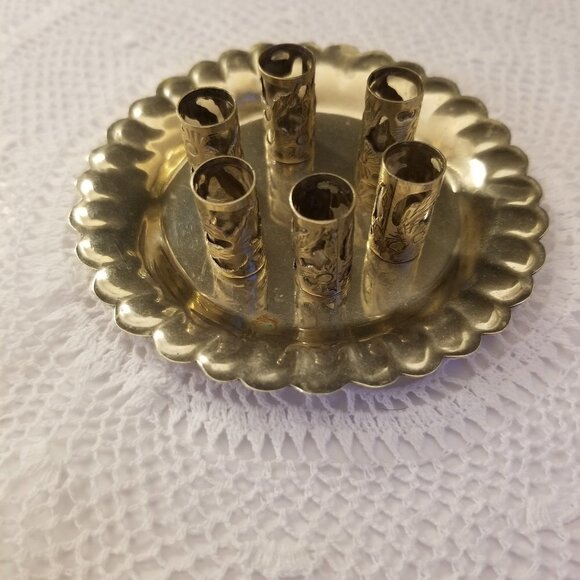 Alpaca Dollhouse Tumbler and Tray Glass Set Miniature 1:12 Tin Vintage - Picture 2 of 8